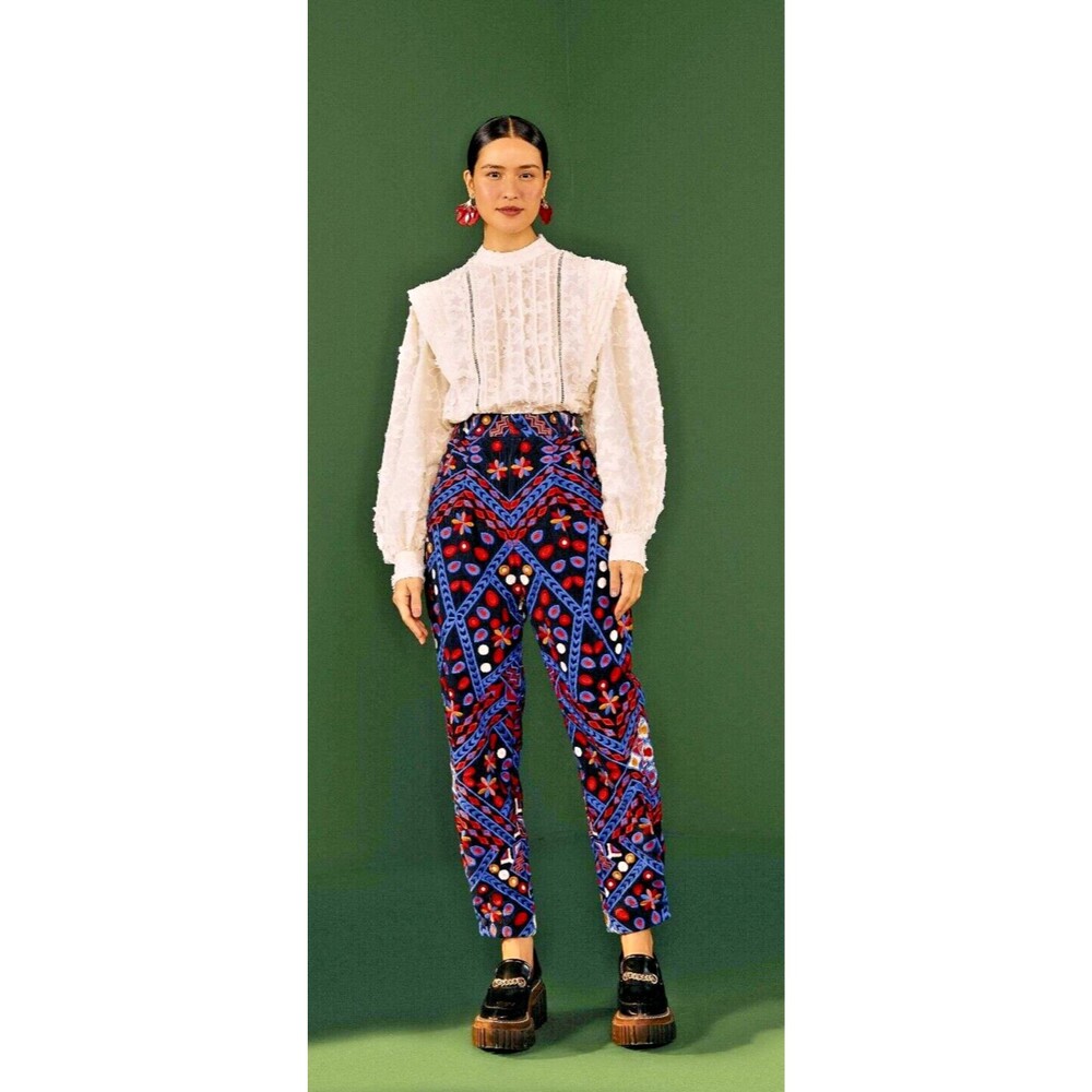 Farm Rio Cropped Corduroy Pants, Navy Blue, Medium, New! - Picture 1 of 8